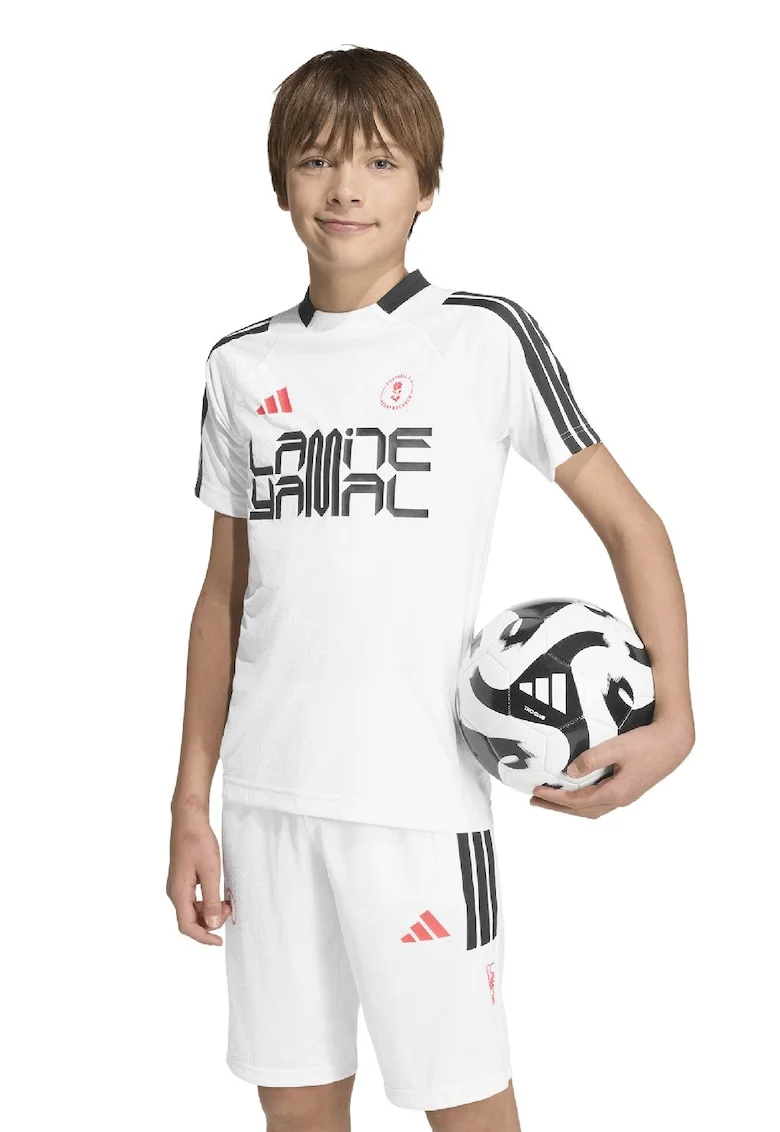 Tricou cu model pentru fotbal Lamine Yamal, Negru/Alb optic