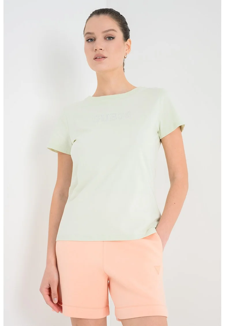 Tricou cu logo, pentru fitness, Verde deschis/Argintiu