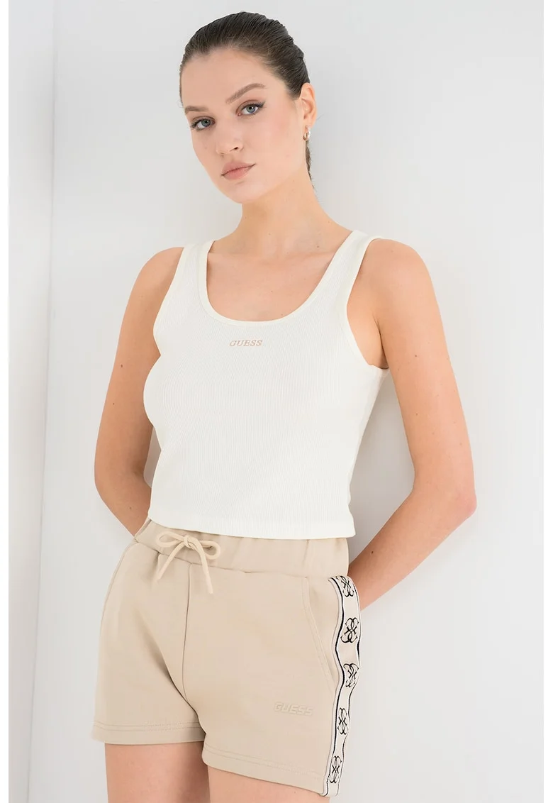 Top crop din amestec de lyocell, pentru fitness, Crem