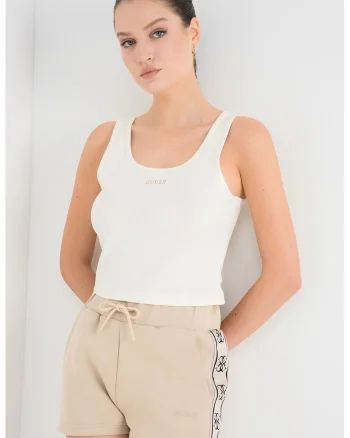 Top crop din amestec de lyocell, pentru fitness, Crem