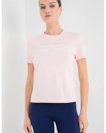 Tricou cu logo, pentru fitness, Alb/Roz pastel