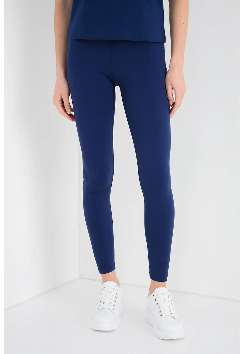 Colanti cu banda logo in talie, pentru fitness, Bleumarin