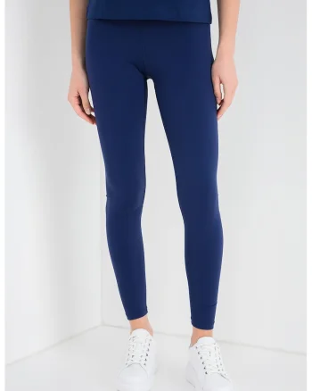 Colanti cu banda logo in talie, pentru fitness, Bleumarin