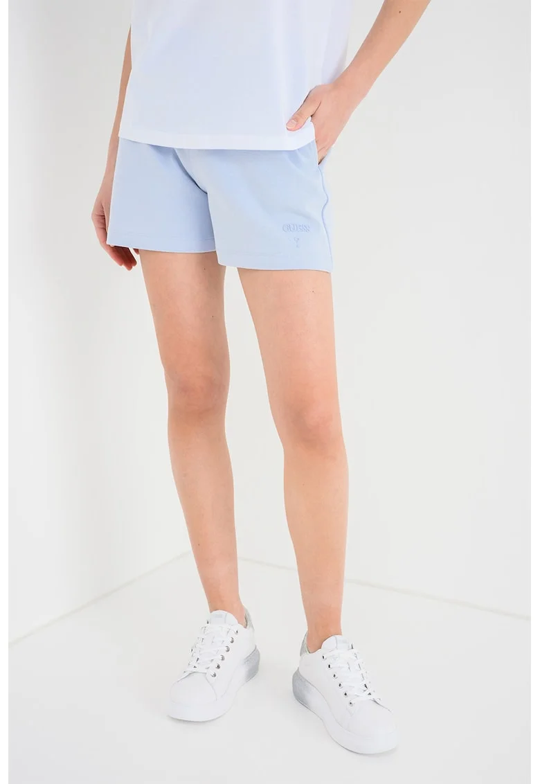 Pantaloni scurti din neopren cu logo, pentru fitness, Albastru deschis