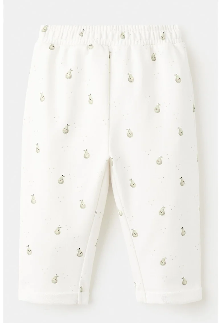 Pantaloni regular fit cu talie elastica, Alb murdar
