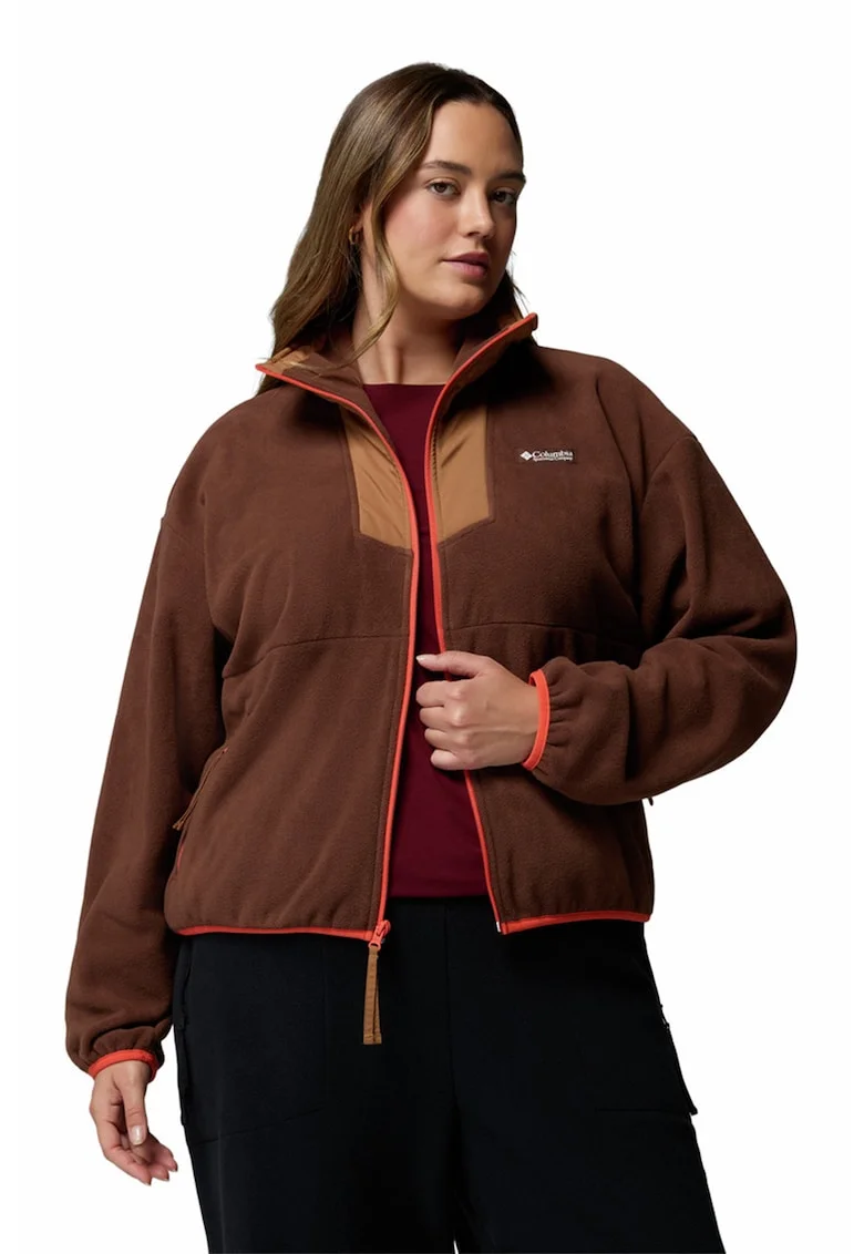 Bluza de trening cu fermoar, pentru trekking Sequoia Grove, Maro inchis/Maro camel