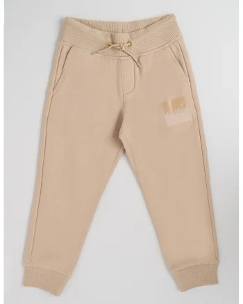 Pantaloni de trening cu talie medie si snur, Maro camel