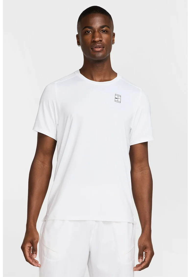 Tricou cu decolteu rotund, pentru tenis, Alb optic