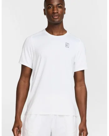 Tricou cu decolteu rotund, pentru tenis, Alb optic