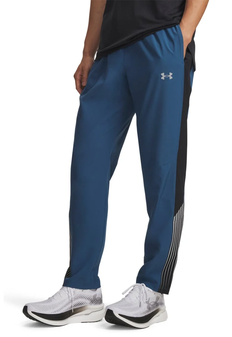 Pantaloni din material rezistent la apa, pentru alergare Velociti, Negru/Albastru/Argintiu
