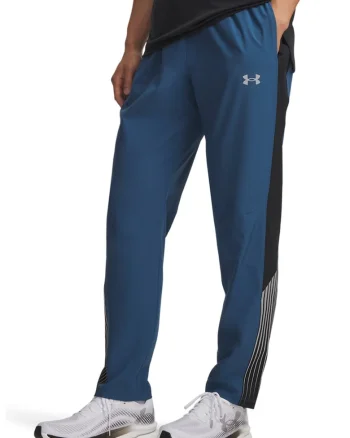 Pantaloni din material rezistent la apa, pentru alergare Velociti, Negru/Albastru/Argintiu