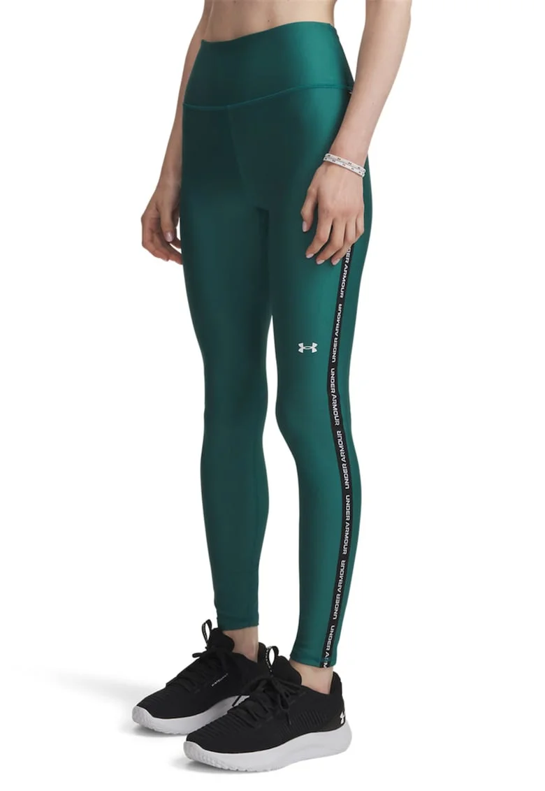 Colanti cu banda logo laterala, pentru fitness Tech, Alb/Negru/Verde englez