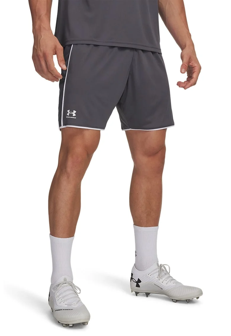 Pantaloni scurti slim fit pentru fotbal Challenger, Alb optic/Gri inchis