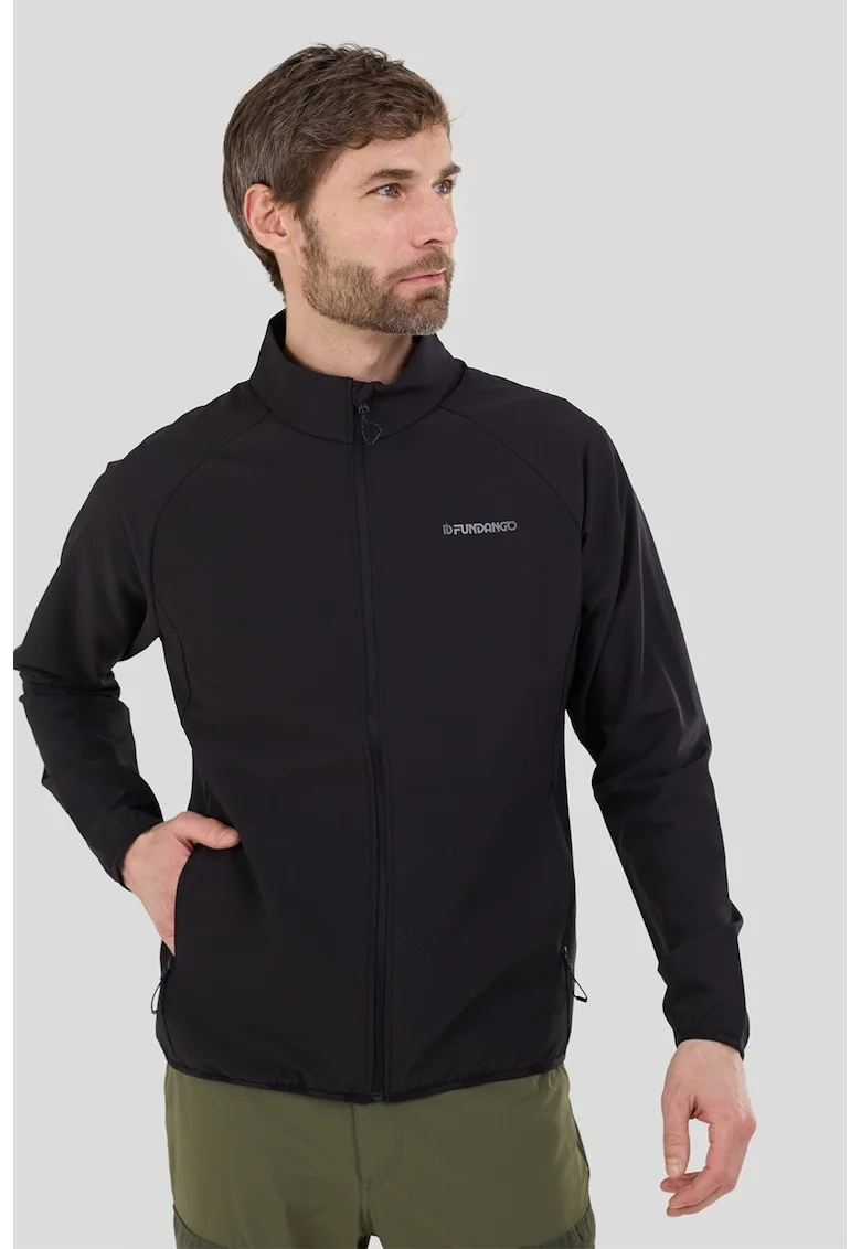 Bluza de trening cu fermoar, pentru drumetii, Negru