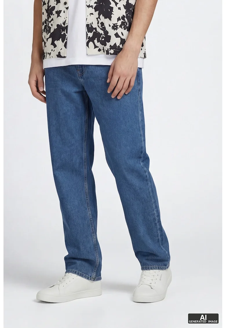 Blugi relaxed fit, Albastru