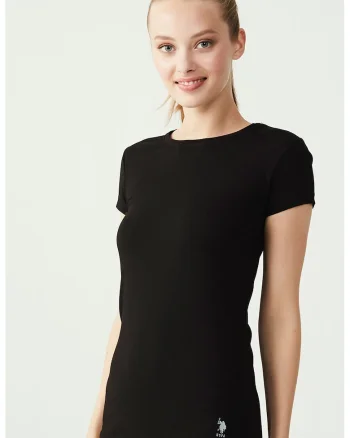 Tricou de casa din amestec de bumbac si modal, Negru