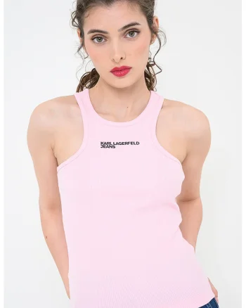 Top striat din amestec de bumbac organic, Roz pastel
