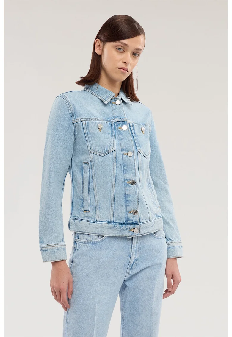 Jacheta din denim cu buzunare, Albastru deschis