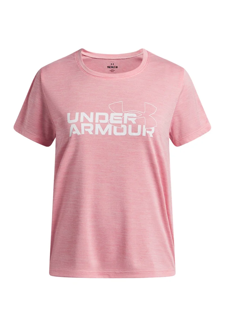 Tricou cu logo pentru fitness, Alb/Roz bombon
