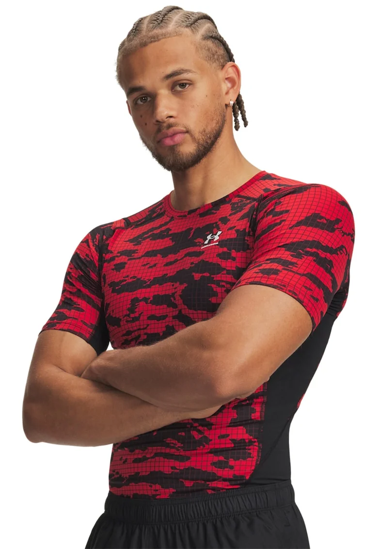 Tricou cu maneci raglan pentru fitness Compression, Rosu/Negru