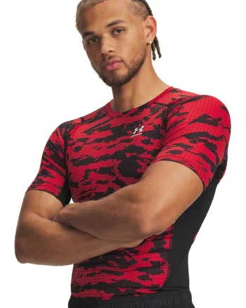 Tricou cu maneci raglan pentru fitness Compression, Rosu/Negru