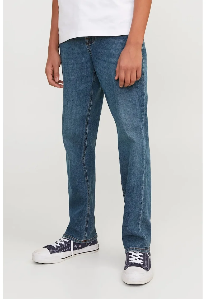 Blugi regular fit cu aspect decolorat, Albastru inchis