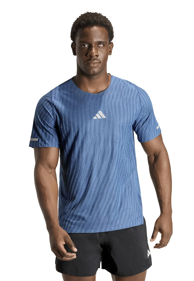 Tricou texturat cu detalii reflectorizante, pentru alergare, Albastru deschis