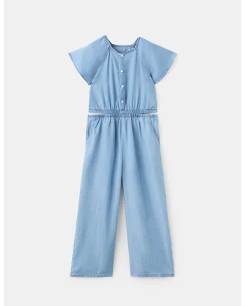 Salopeta din lyocell si denim cu slit lateral, Albastru pastel