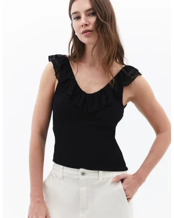 Top din bumbac si modal Mepfirlet, Negru