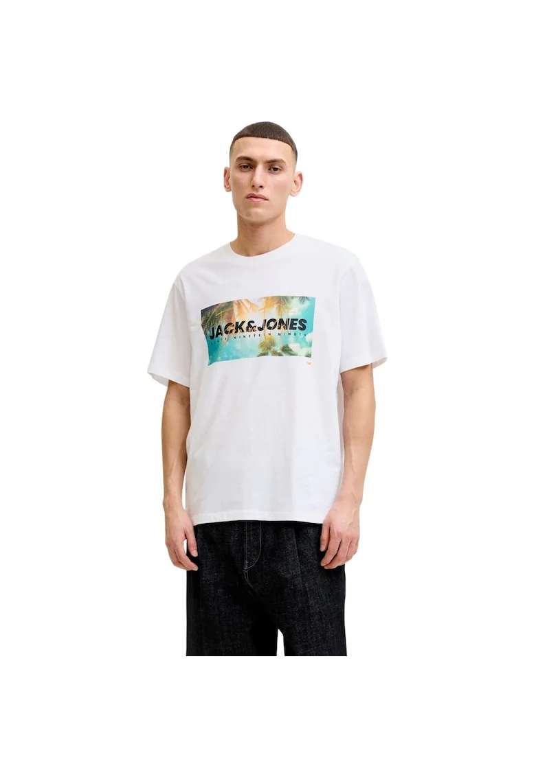 Tricou JACK &JONES Indiana SS LN 59840, Alb