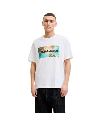 Tricou JACK &JONES Indiana SS LN 59840, Alb