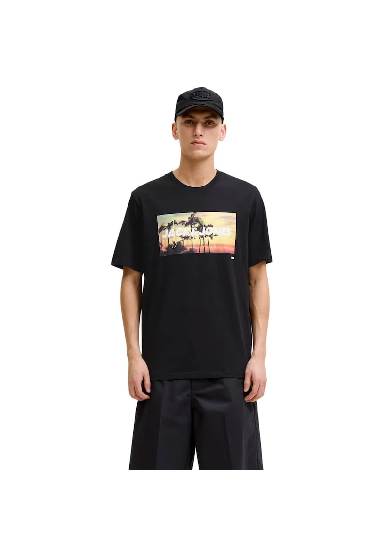 Tricou JACK &JONES Indiana SS LN 59830, Negru