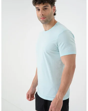 Set de tricouri slim fit uni - 3 piese, Verde aquamarin/Albastru