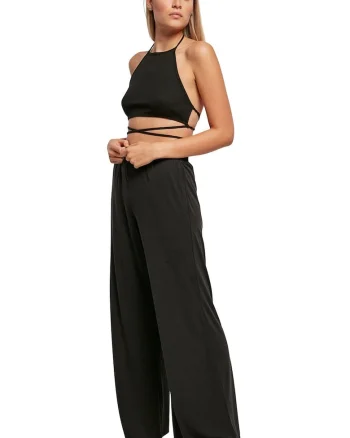 Top crop cu sireturi infasurabile, Negru