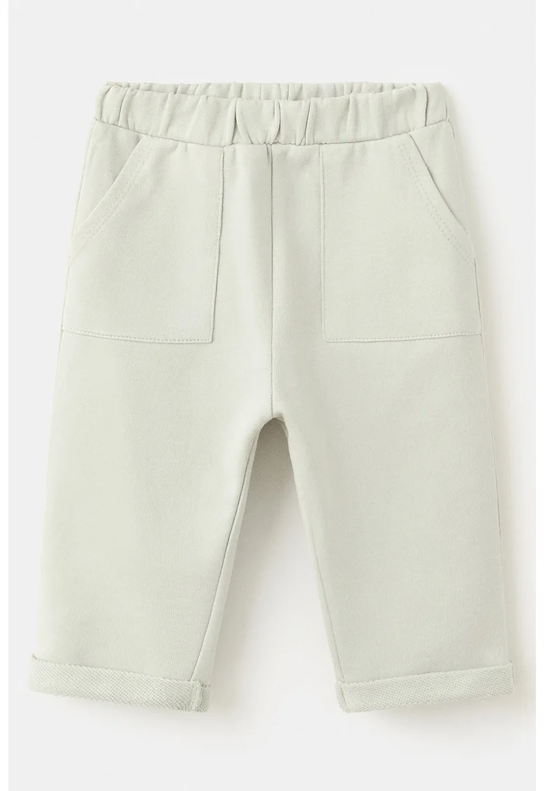 Pantaloni din bumbac cu buzunare laterale, Verde pal