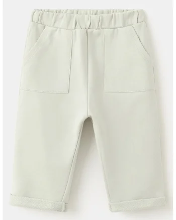 Pantaloni din bumbac cu buzunare laterale, Verde pal