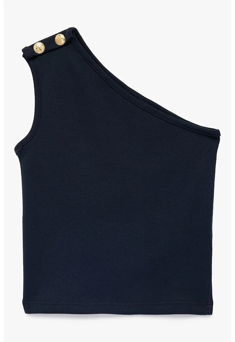 Top uni cu decolteu pe un umar, Bleumarin