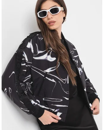 Jacheta bomber cu model, Alb/Negru stins