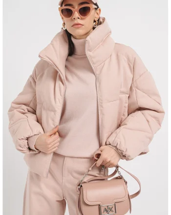 Geaca matlasata cu maneci cazute si maneci raglan, Roz pal