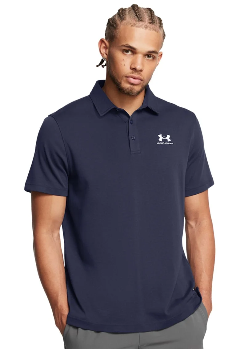 Tricou polo cu detaliu logo, pentru fitness, Bleumarin
