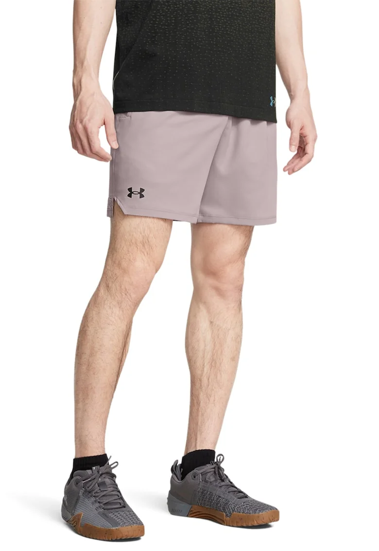 Pantaloni scurti cambrati cu banda logo in talie, pentru antrenament Vanish, Negru/Bej deschis