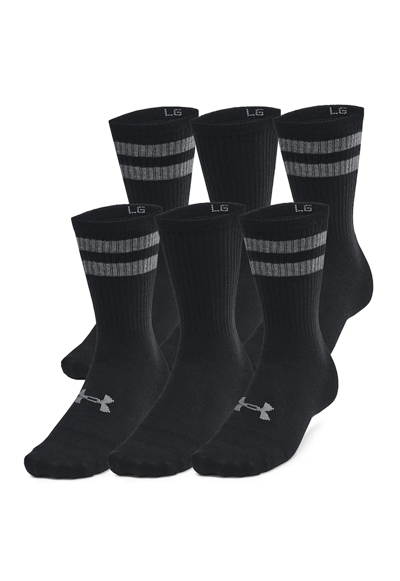Set de sosete lungi cu monograma - 6 perechi, Negru/Gri deschis