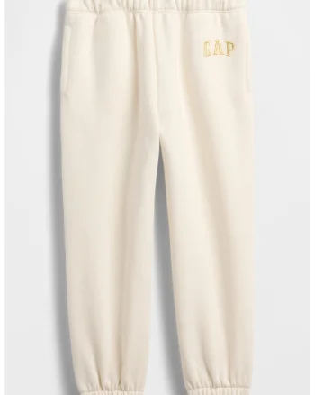 Pantaloni de trening cu logo brodat, Crem