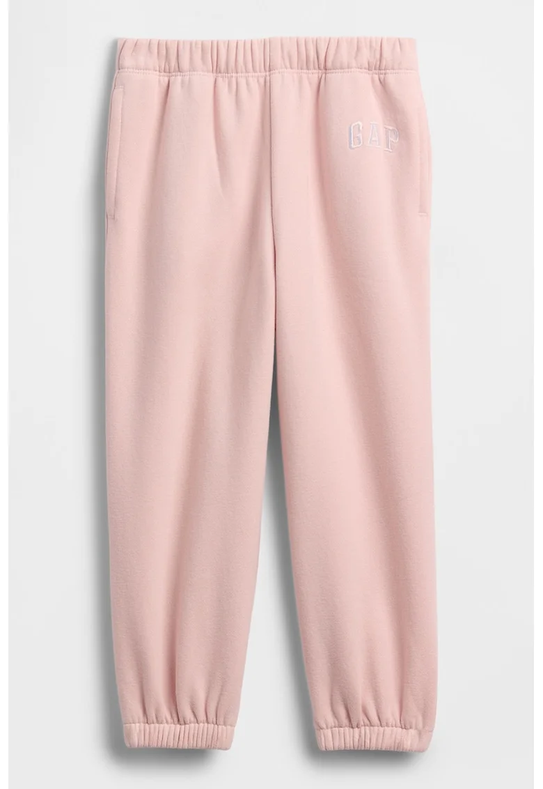 Pantaloni de trening cu logo brodat, Roz pal