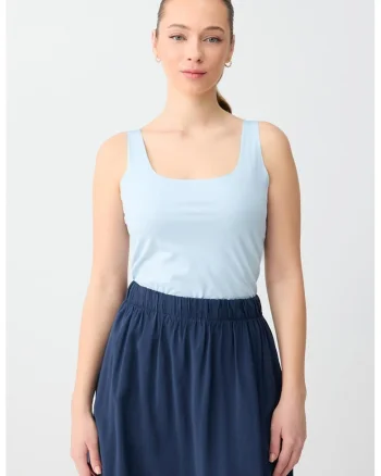 Top slim fit cu decolteu adanc, Albastru deschis