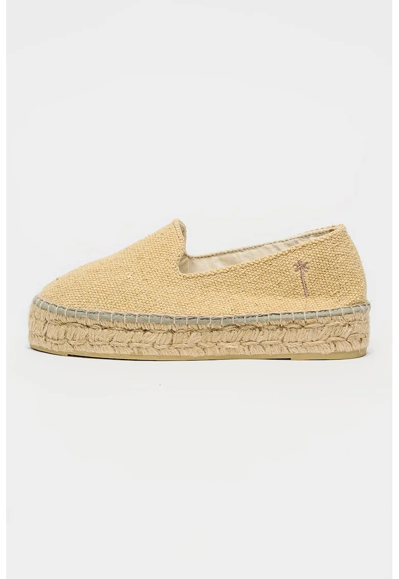 Espadrile uni din material textil, Bej