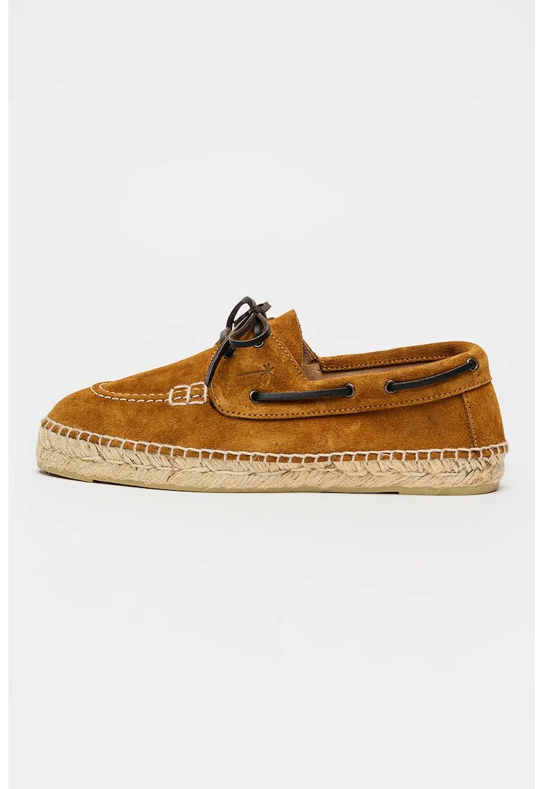 Espadrile boat din piele intoarsa, Maro