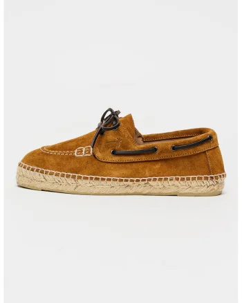 Espadrile boat din piele intoarsa, Maro
