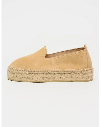 Espadrile flatform din piele intoarsa, Bej