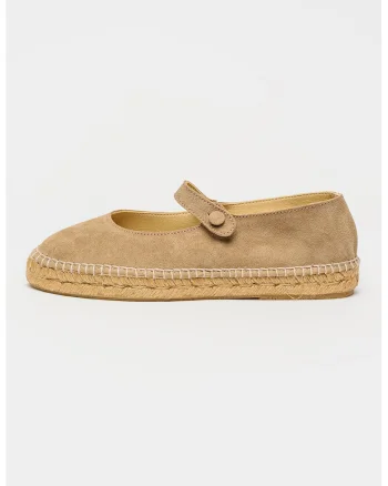 Espadrile din piele intoarsa, Maro taupe
